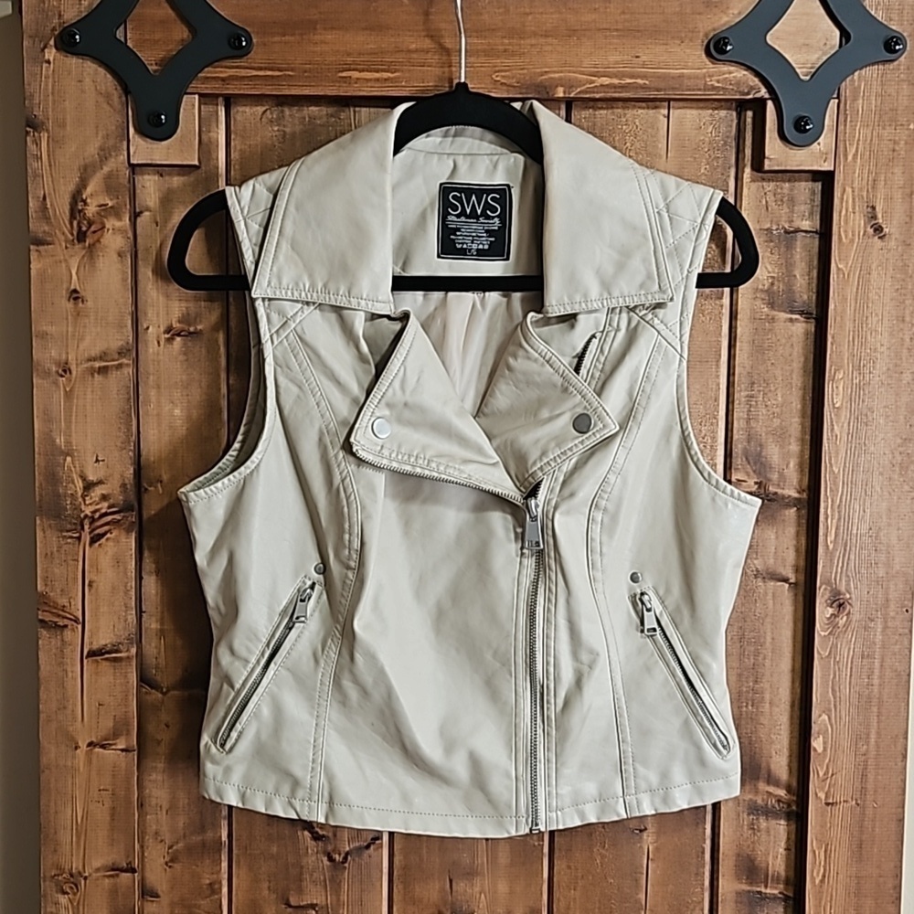 Streetwear Society Cream Moto Vest Size L